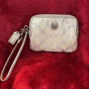 Silver Coach wristlet